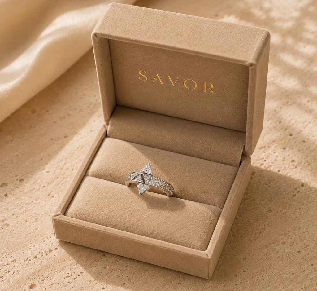 SAVOR Geometrik Taş Detaylı Ayarlanabilir Yüzül