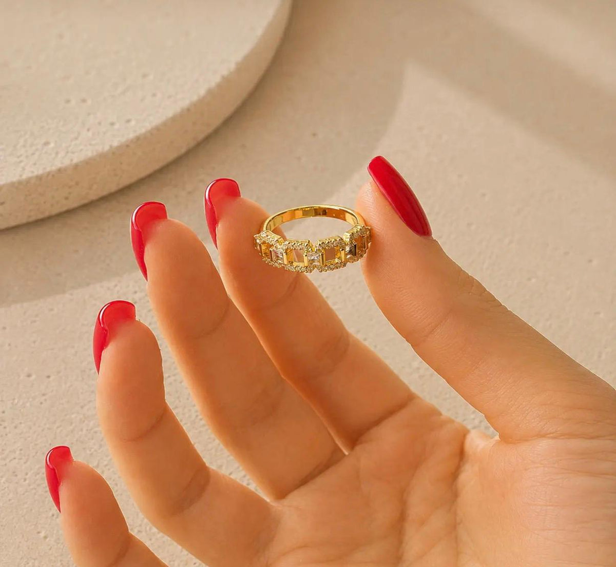 SAVOR Taş Detaylı Ayarlanabilir Gold Yüzük