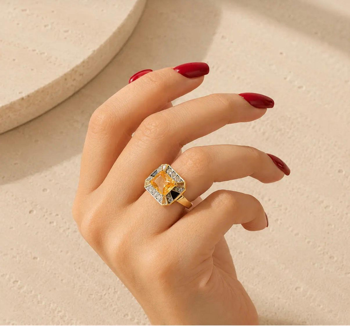 SAVOR Taş Detaylı Ayarlanabilir Gold Yüzük