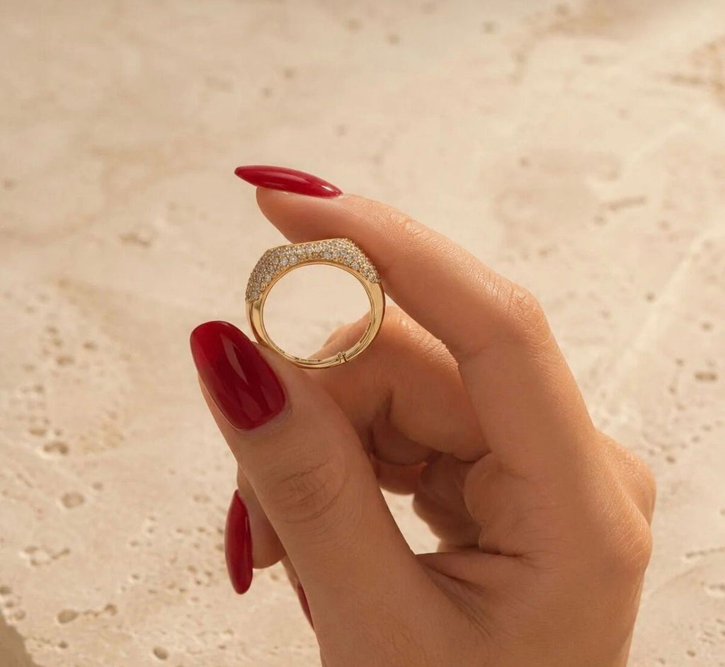 SAVOR Taşlı Ayarlanabilir Gold Yüzük