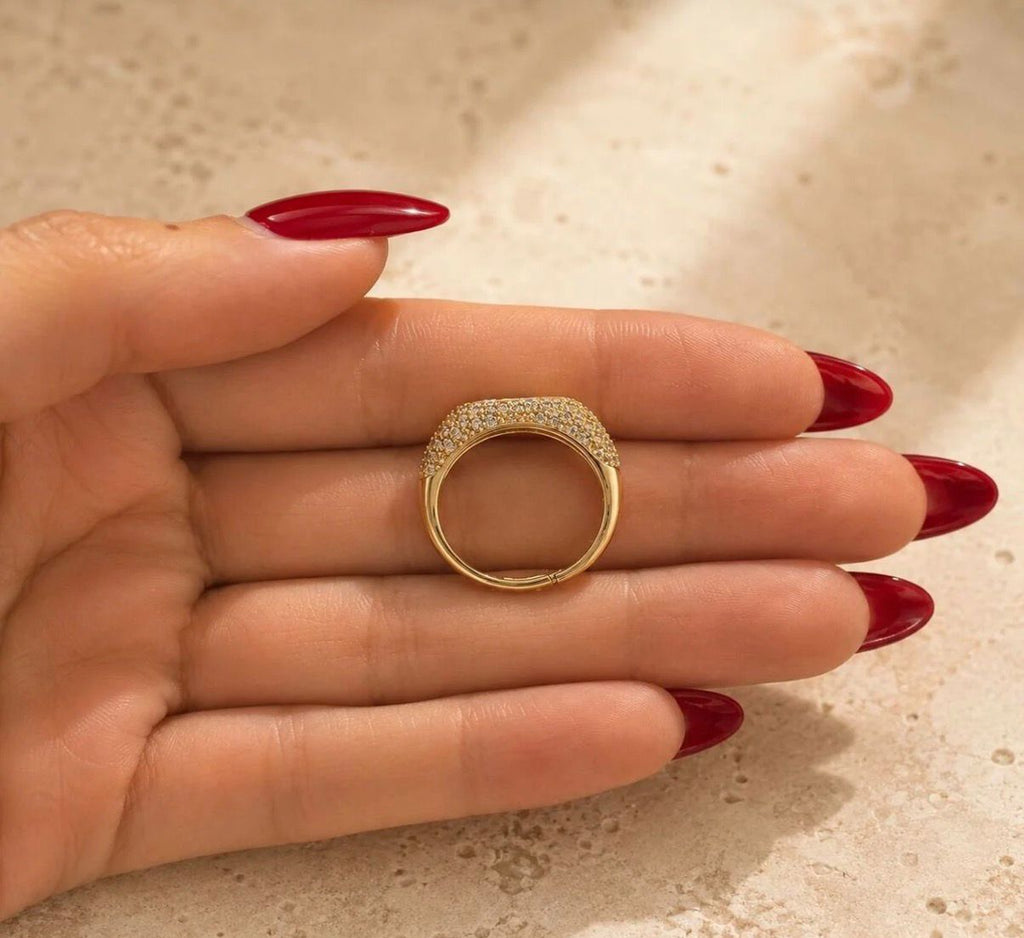 SAVOR Taşlı Ayarlanabilir Gold Yüzük